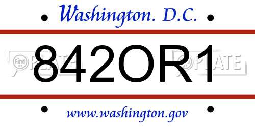 842OR1 District Of Columbia License Plate