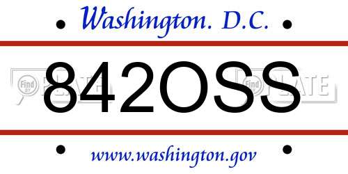 842OSS District Of Columbia License Plate