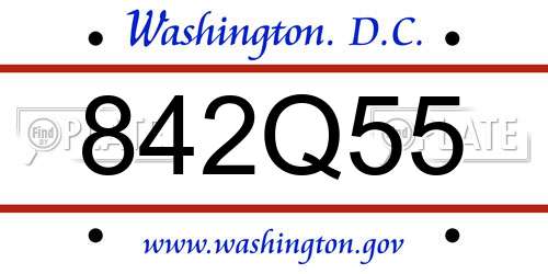 842Q55 District Of Columbia License Plate
