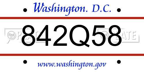 842Q58 District Of Columbia License Plate
