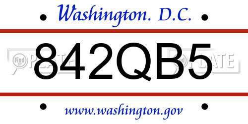842QB5 District Of Columbia License Plate