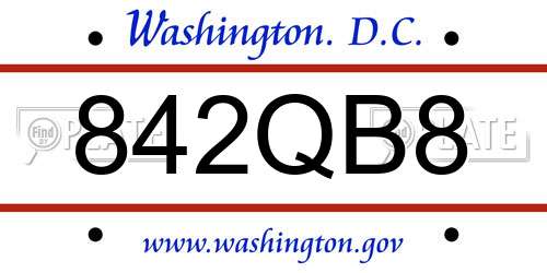 842QB8 District Of Columbia License Plate