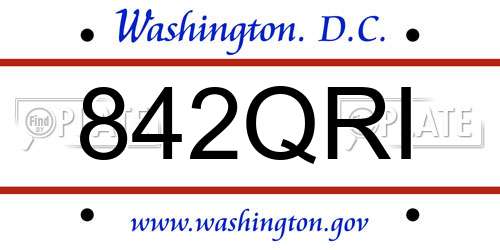 842QRI District Of Columbia License Plate