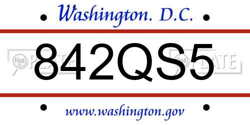 842QS5 District Of Columbia License Plate