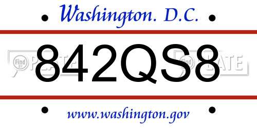 842QS8 District Of Columbia License Plate