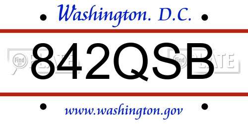 842QSB District Of Columbia License Plate