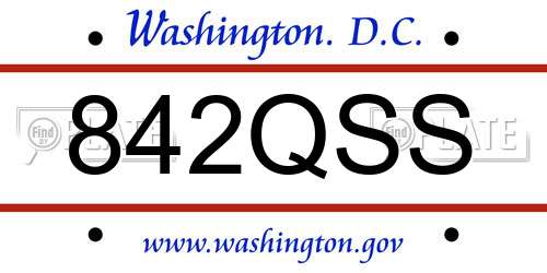 842QSS District Of Columbia License Plate