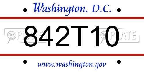 842T10 District Of Columbia License Plate