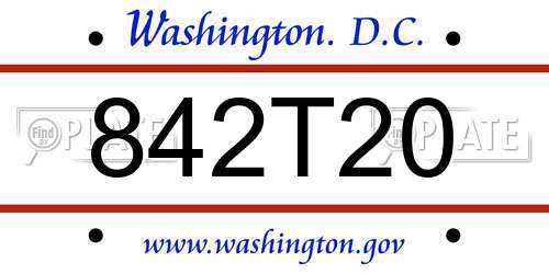 842T20 District Of Columbia License Plate