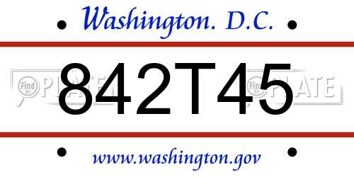 842T45 District Of Columbia License Plate