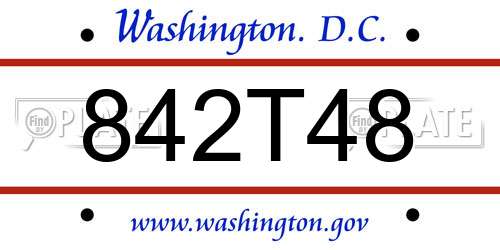 842T48 District Of Columbia License Plate