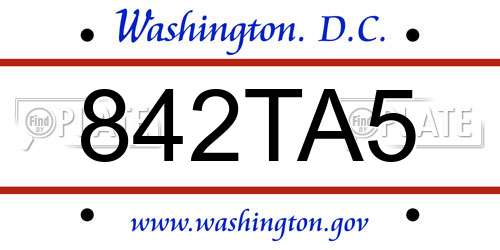 842TA5 District Of Columbia License Plate