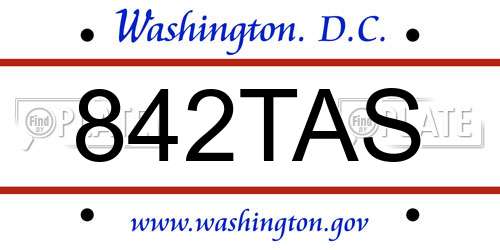 842TAS District Of Columbia License Plate