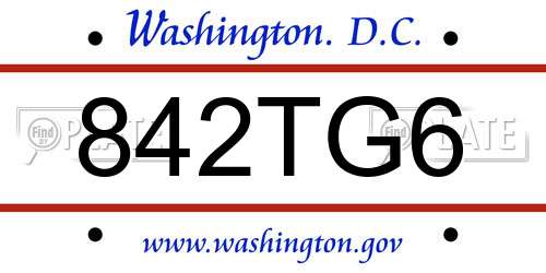 842TG6 District Of Columbia License Plate
