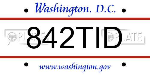 842TID District Of Columbia License Plate