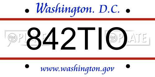 842TIO District Of Columbia License Plate