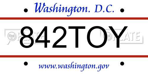 842TOY District Of Columbia License Plate
