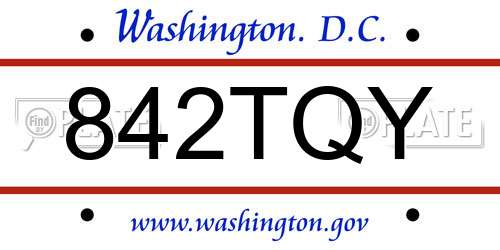 842TQY District Of Columbia License Plate