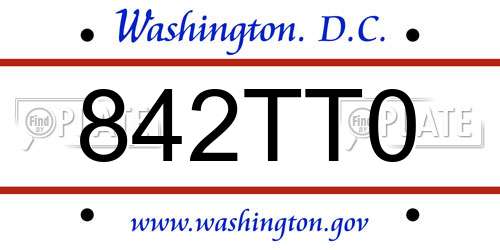 842TT0 District Of Columbia License Plate