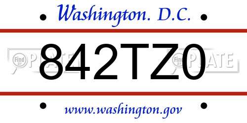 842TZ0 District Of Columbia License Plate