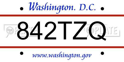 842TZQ District Of Columbia License Plate