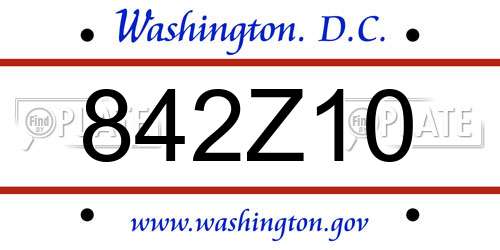 842Z10 District Of Columbia License Plate