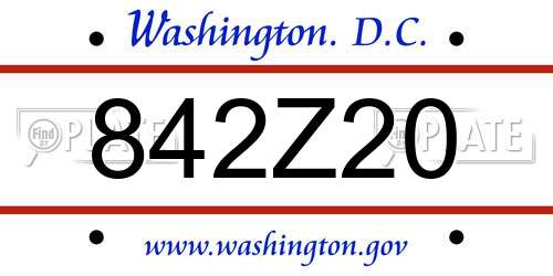 842Z20 District Of Columbia License Plate