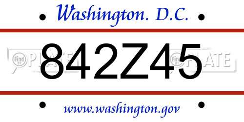 842Z45 District Of Columbia License Plate