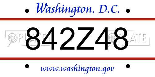 842Z48 District Of Columbia License Plate