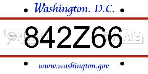 842Z66 District Of Columbia License Plate