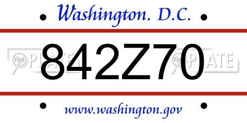 842Z70 District Of Columbia License Plate