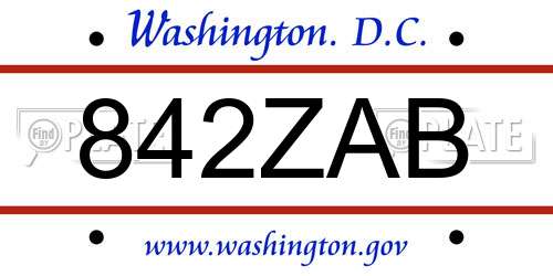 842ZAB District Of Columbia License Plate