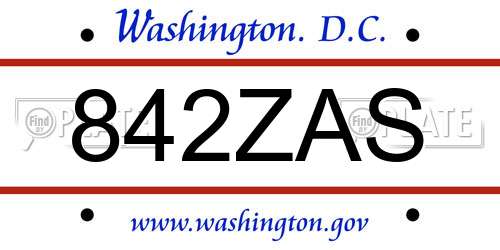 842ZAS District Of Columbia License Plate