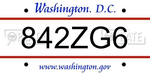 842ZG6 District Of Columbia License Plate