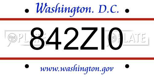 842ZI0 District Of Columbia License Plate