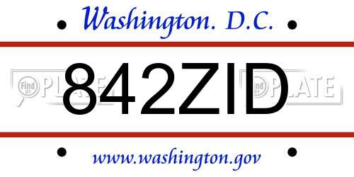 842ZID District Of Columbia License Plate