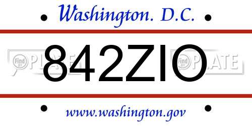 842ZIO District Of Columbia License Plate