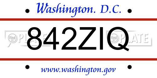 842ZIQ District Of Columbia License Plate