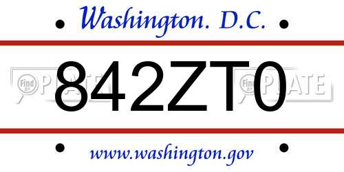 842ZT0 District Of Columbia License Plate