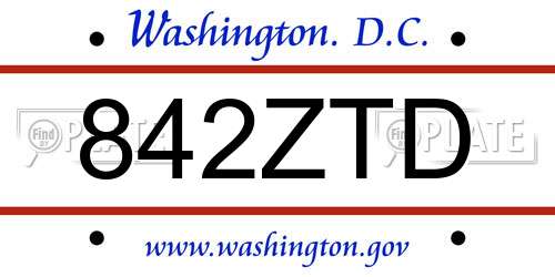 842ZTD District Of Columbia License Plate