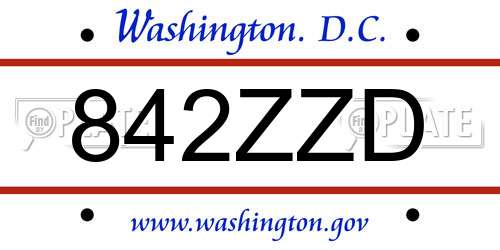 842ZZD District Of Columbia License Plate
