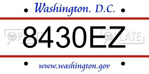 8430EZ District Of Columbia License Plate