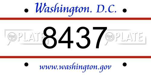 8437 District Of Columbia License Plate
