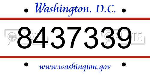 8437339 District Of Columbia License Plate