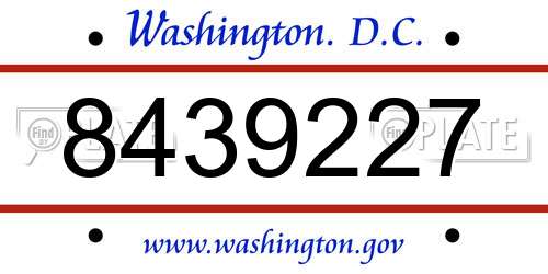 8439227 District Of Columbia License Plate