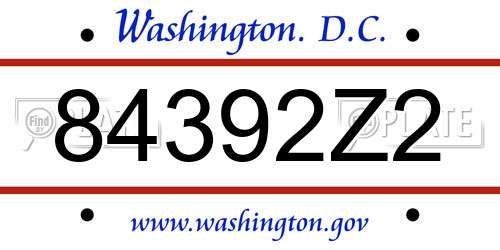 84392Z2 District Of Columbia License Plate