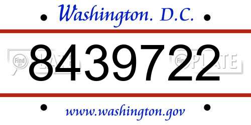 8439722 District Of Columbia License Plate