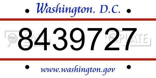 8439727 District Of Columbia License Plate