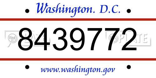 8439772 District Of Columbia License Plate