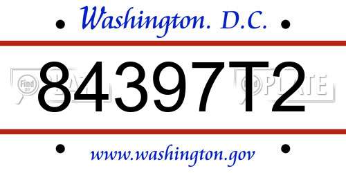 84397T2 District Of Columbia License Plate